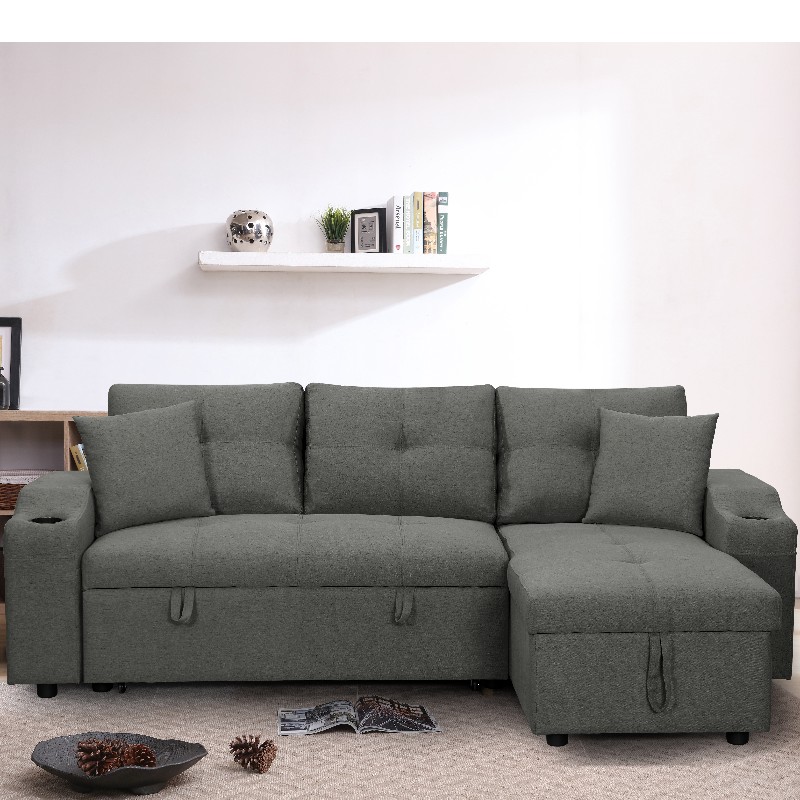 Tissu chaise sectionnel canapé salon canapé-lit avec ottoman